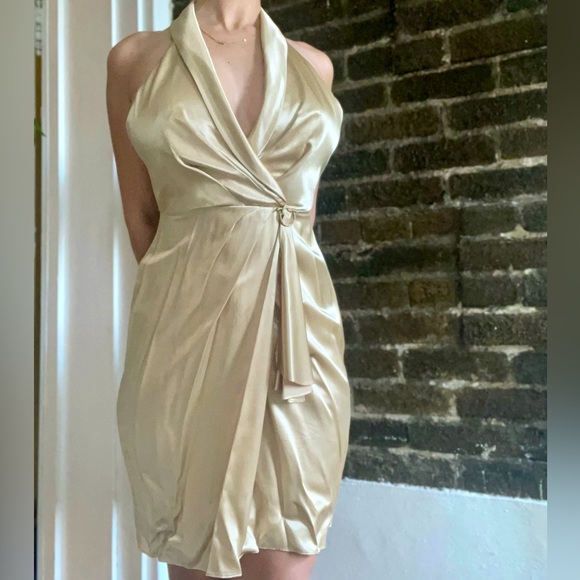 MICA Vintage y2k champagne gold satin dress 2 - Picture 3 of 8